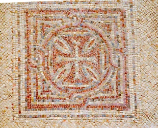 Detail of a Cross from the Mosaic Floor of the Byzantine Church in Shoham, Israel, c.5th Century AD