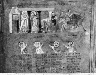 Jesus driving the merchants from the Temple, from the Codex Purpureus