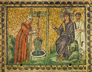The Samaritan Woman at the Well, Jesus Blessing and an Apostle, 6th Century