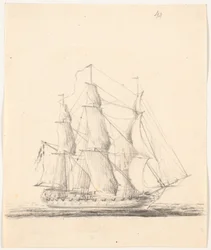 Warship Under Full Sail