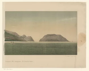 View of the coast of Great Aceh, with the fleet of the First Aceh Expedition off the coast