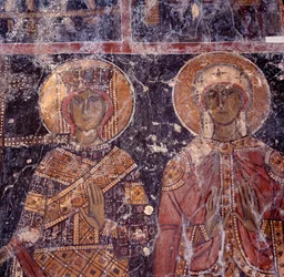 Fresco in Byzantine Church of Agios Nikolaos, Maza, Crete, Greece