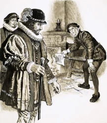 George Heriot burns an IOU from the King worth 2,000