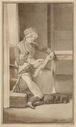 A Mother Teaching Her Little Girl to Read