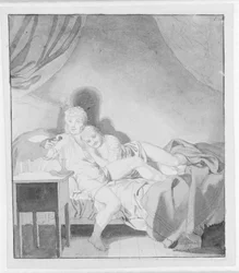 A Cuddling Couple in Bed