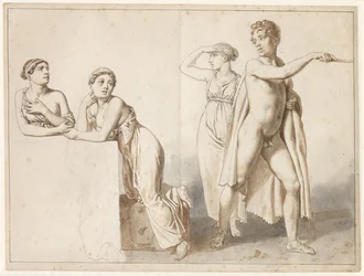 Four Study Figures, Three Female and One Male in Antique Costumes