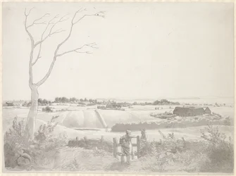 Landscape with Peasant Girl by a Stone Fence