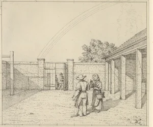 Linear Perspective Applied to Painting - Draft for Unused Version of Plate V,2 - The Rainbow over the Courtyard