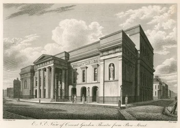 Exterior north east view of Covent Garden Theatre, London, from Bow Street