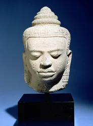 Head of the Buddha, Khmer, Cambodian, c.12th-13th century