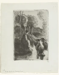 Shepherdess with Cows by the Water