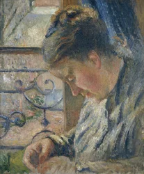Mme Pissarro Sewing Beside a Window, c1877