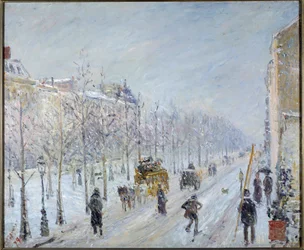 Parisian Boulevard with Snow