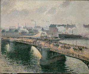 Sunset in Foggy Weather Over the Boieldieu Bridge at Rouen