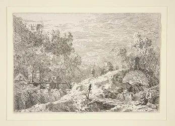 Mountain Landscape with Five Bridges, from the series Views
