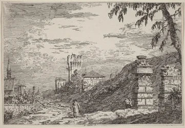 Landscape with Tower and Two Ruined Pillars