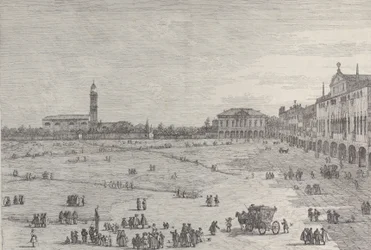 Prà della Valle: the right half of the square of Prà della Valle in Padua, with the Col...