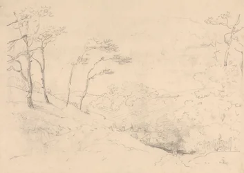 Sketch of Trees and Hills above the Barton Farm House, Isle of Wight