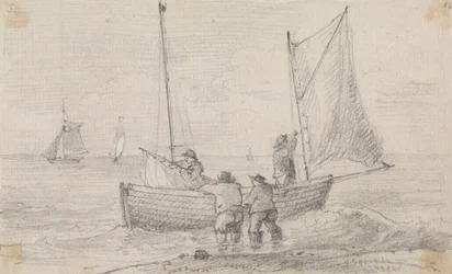 Sketch of a Group Preparing the Sails near the Shore, Hastings