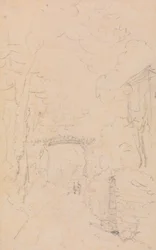Sketch of a Tree-lined Road and Bridge, Shorwell