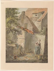 Courtyard with a Maid Cleaning