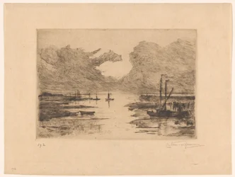 Harbor of Bergen op Zoom at Low Tide