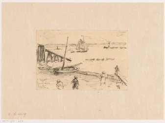 View of the Elbe at Altona, with Fishing Boats and Bathers