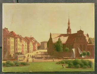 The Palace Square and Holmens Kirke, from a window in Christiansborg Castle, in Copenhagen, 1866
