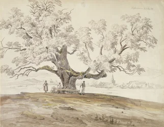 View of Wolfershausen bei Meiningen with an Old Oak Tree, 1844