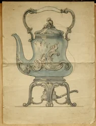A Shaped Silver Kettle and Stand, House of Carl Faberge