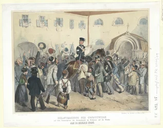 Proclamation of the Constitution at the meeting place of the National Guard in the Freihaus on the Wieden on 15th March 1848
