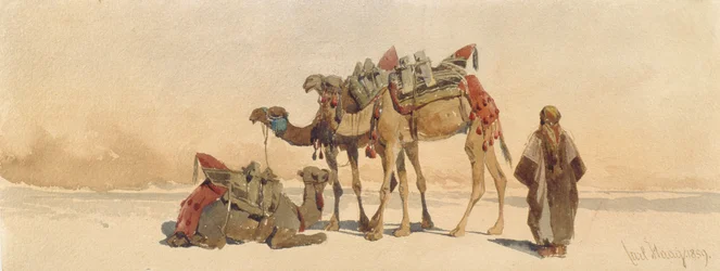 Resting with Three Camels in the Desert, 1859