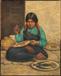 Hopi Woman Weaving Plaques
