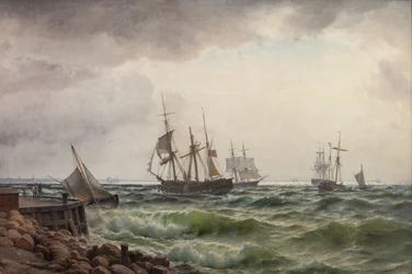 Ships Near Land After a Shower