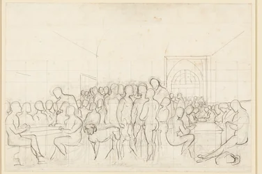 First Design for the Group Portrait of German Artists in Rome as Nude Figures
