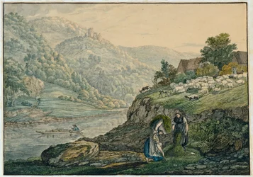 Stolzeneck on the Neckar, sheet 19 from the sketchbook of the Neckar region