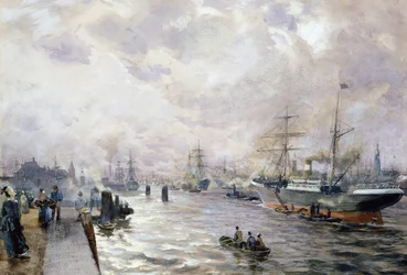 Sailing Ships in the Port of Hamburg, 1889
