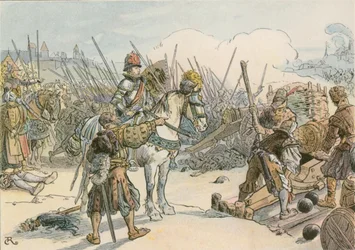 Joachim II leading battle in the Turkish Wars in 1542