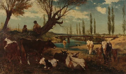 Herd of Cows by the Water