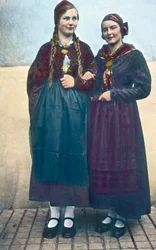 Portrait of Two Young Women from Carinthia, Austria, circa 1920. Carl Simon Archive