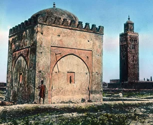 Holy Grave Near a Mosque, Morocco, circa 1910. Carl Simon Archive