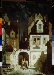 A Corner of a German Town at Moonlight