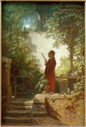 Newspaper Reader in the Small Home Garden