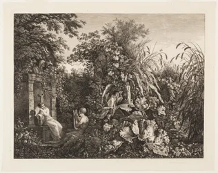 Youth Playing a Lyre to a Maiden by a Fountain