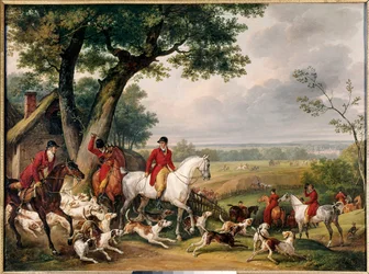 Hunting in the forest of Fontainebleau (Painting by Antoine Vernet)