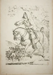 Mounted Huntsman Sounding a Horn