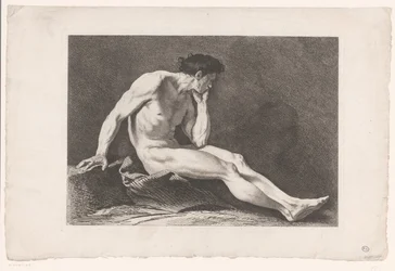 Academic Study of Seated Male Nude (Six Academic Studies)