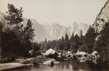 On the Merced, Distant View of Cathedral Rocks