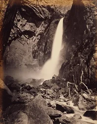[Lower Yosemite Fall, 418 ft.]