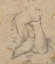 Seated Woman Resting Her Head in Her Hand. Bust